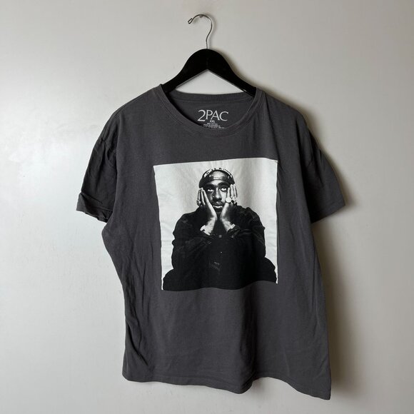 2Pac Rap Tee T Shirt Gray XXL 2XL Artist Rapper Graphic 100% Cotton Solid Logo - Picture 8 of 12